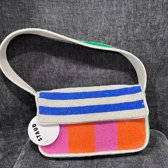 Staud Tommy Beaded Bag Multi Rugby Stripe - Picture 1 of 15